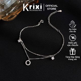 Lắc chân bạc nữ 925 Krixi Silver, vòng chân nữ khuyên tròn dễ thương xinh xắn LC01