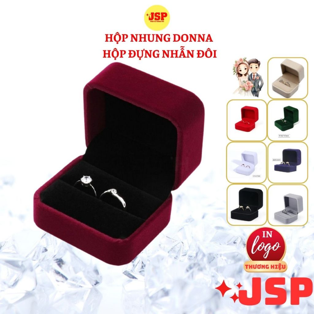 Hộp nhẫn đôi nỉ nhung cao cấp hộp đựng nhẫn cưới trang sức hộp nhẫn cưới JSP