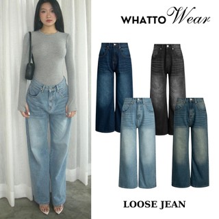 Quần dài vải denim washed loose jeans - whattowear