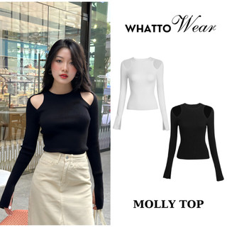 MOLLY TOP - Áo len dệt kim khoét vai tay xẻ thu đông - By WHATTOWEAR