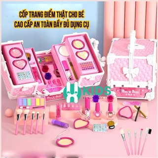 Bộ cốp trang điểm cao cấp cho bé gái, bộ đồ chơi trang điểm thật đầy đủ phụ kiện an toàn, dễ thương cho trẻ em