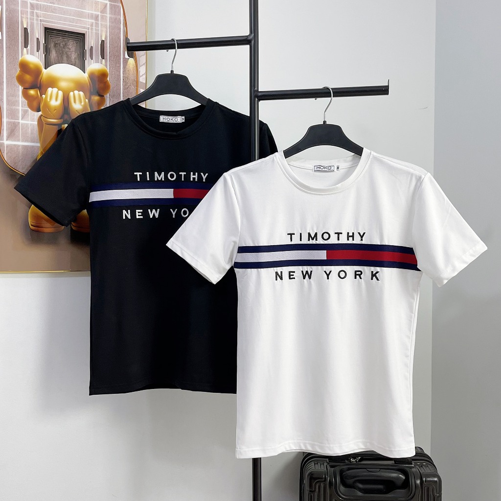 Áo thun nam cổ tròn, áo cổ tròn tay ngắn phối họa tiết nổi gợn sóng, chất cotton mềm mịn thoáng mát