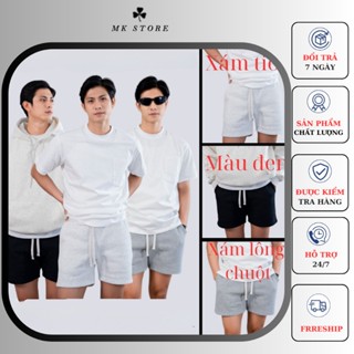 Quần SHORT Nỉ Bông Nam Nữ Unisex, Quần Đùi Nỉ Bông D.Men's Thêu Họa Tiết Cỏ Ba Lá