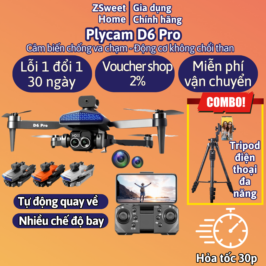 Play cam, Máy bay điều khiển từ xa D6 pro động cơ không chổi than bay 30 phút, Plycam tích hợp định vị GPS và camera 8K | BigBuy360 - bigbuy360.vn