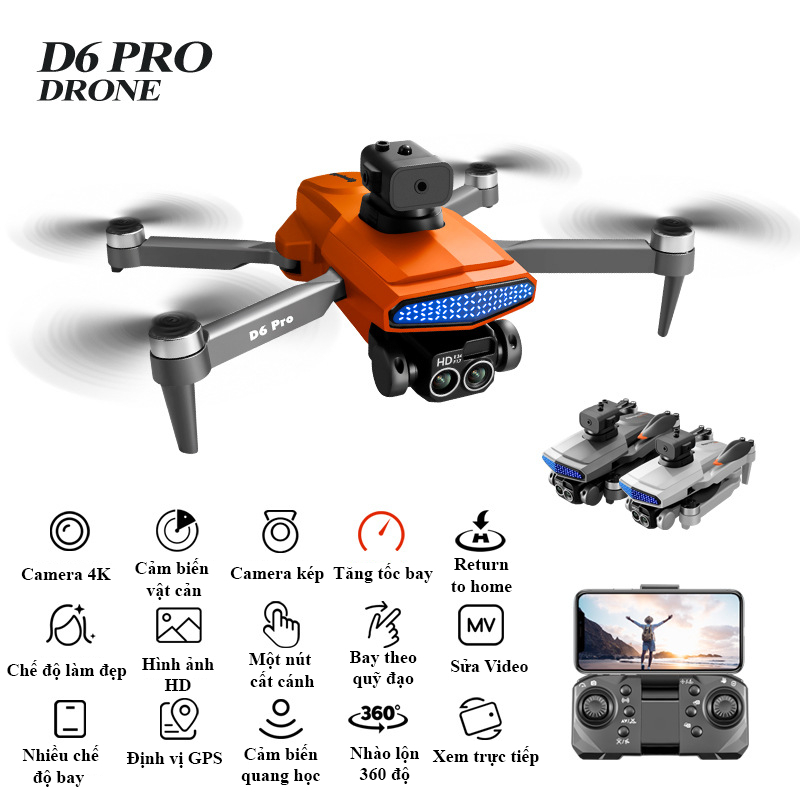 Play cam, Máy bay điều khiển từ xa D6 pro động cơ không chổi than bay 30 phút, Plycam tích hợp định vị GPS và camera 8K | BigBuy360 - bigbuy360.vn
