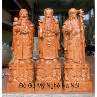 Bộ tượng tam đa phúc lộc thọ bằng gỗ hương cao 40 cm