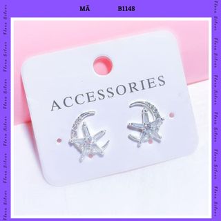 FLORA B1148 - Bông tai nụ bạc ta hình trăng sao dành cho nữ
