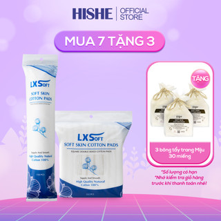  Combo 7 gói bông tẩy trang LXSoft Hàn Quốc - Dập viền - 100% cotton - Không xơ bông