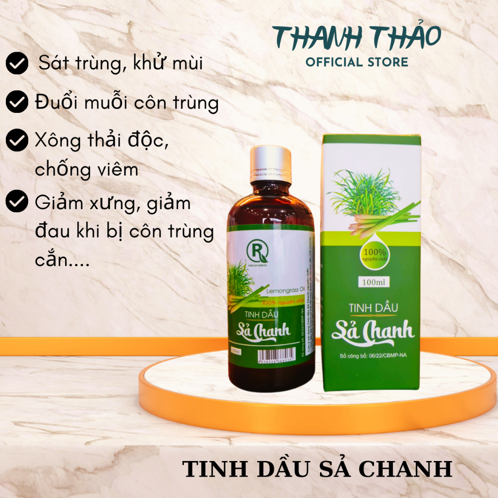 Tinh dầu sả chanh Hồng Tâm 100ml  Khử mùi,làm sạch không khí, đuổi côn trùng, lau chùi nhà cửa, côn trung