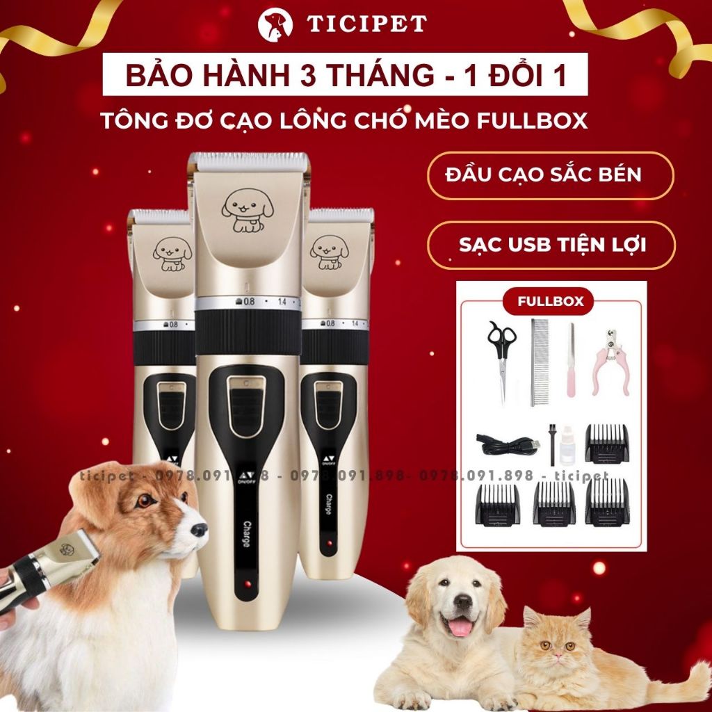 Tông Đơ Cắt Lông Chó Mèo Chaooer, Tăng Đơ Cắt Lông Chó 4in1, Tông Đơ Tỉa Lông Thú Cưng Nhập Khẩu Cao Cấp - Full Phụ Kiện