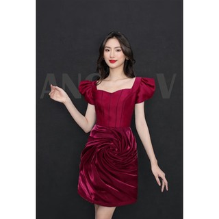 Đầm đỏ hoa xoắn 3D sang trọng - Angel V