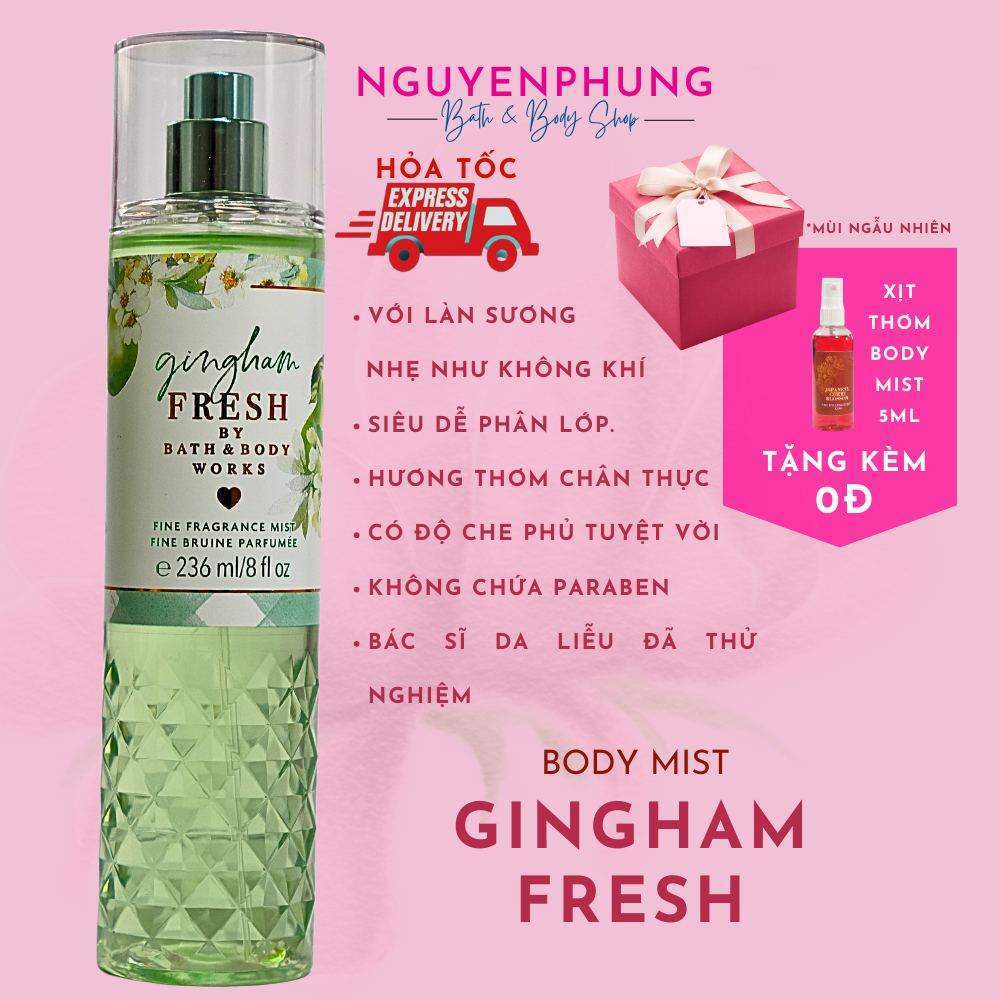 Mist Xịt Toàn Thân Gingham Fresh 236ml - Bath and Body Works từ Canada