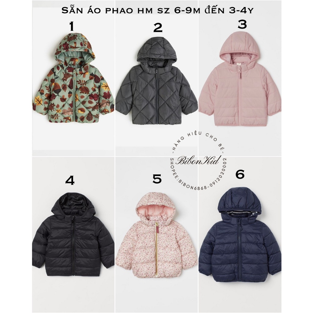 Áo phao HM UK/JAPAN/CHINA từ 6-9m đến 3-4y