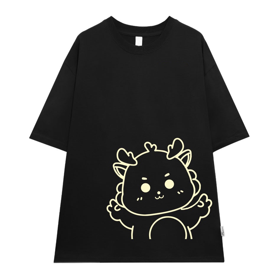 Áo thun nữ cotton 3158 dày mịn in hình rồng cute chonmua365 tay lỡ dáng rộng