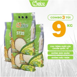 Gạo Lúa Tôm ST25 5RICE Túi 9 kg - Gạo thượng hạng thơm dẻo, đậm vị chính hãng 5RICE