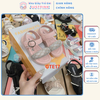 Giày sandal bé gái - Dép sandal bé gái đính hạt lấp lánh êm chân có quai dán tiện dụng - GTE17