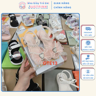 Giày Sandal Bé Gái Nơ Ngọc Trai Xinh Xắn Có Quai Dán Tiên Dụng cho bé gái 3-12 tuổi - GTE13