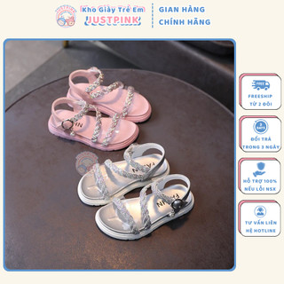 Giày sandal bé gái có quai dán tiện dụng điệu đà lấp lánh cho bé gái từ 3 - 10 tuổi - GTE18