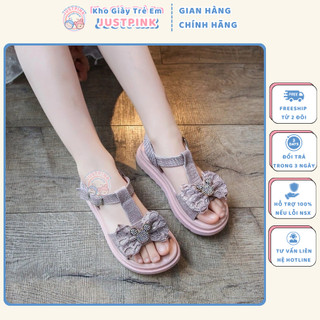 Giày Sandal Bé Gái - Giày Sandal Trẻ Em đi chơi đi tiệc đính nơ xinh xắn có quai dán tiện dụng - GTE01
