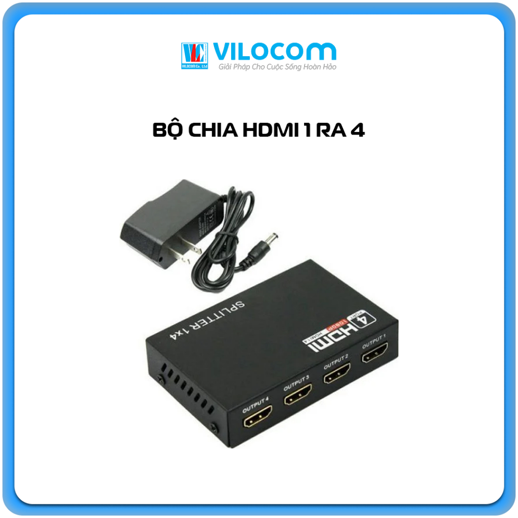 Bộ Chia HDMI 1 Ra 4 – HDMI Splitter 1x4 - Chia Cổng Ra 4 Màn Hình TV,