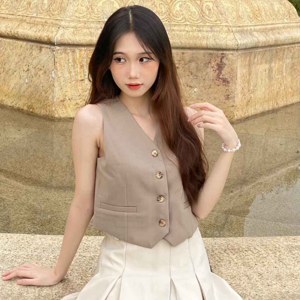 TALY - Áo gile trơn Alice
