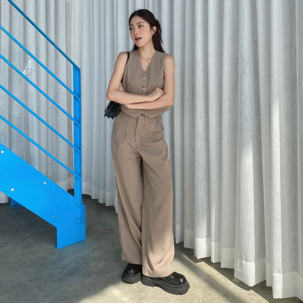 TALY - Áo gile trơn Alice