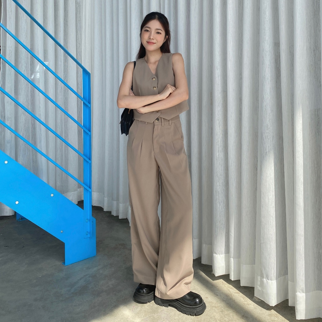 TALY - Áo gile trơn Alice