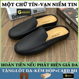 Giày sục nam da bò 100% đế cao su khâu chỉ bảo hành 1 năm GM0101