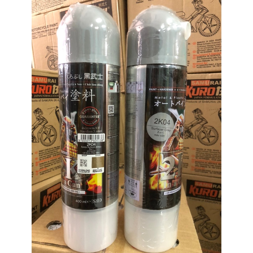 Sơn xịt Samurai Chính Hãng màu Xám Lót Epoxy - 2K04 (màu xám)
