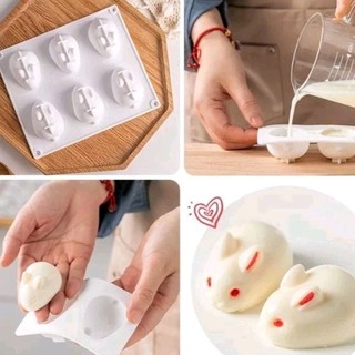 Khuôn silicon làm bánh kẹo hình thỏ 3d dễ thương
