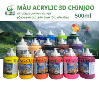 Màu Acrylic 3D Chinjoo vẽ ngoài trời dung tích 500ml , dạng bình Vòi , vẽ tranh tường,vẽ trên toan,Canvas
