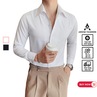 Áo sơ mi button-down cổ v chất liệu vải chống nhăn form slimfit hàn quốc smv2c