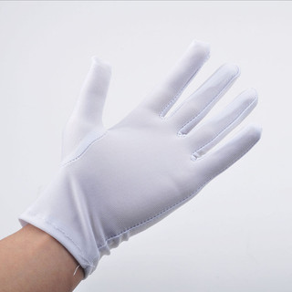 Đôi găng tay trắng vải polyester dùng giới thiệu trưng bày sản phẩm,nghi lễ, làm đồ handmade, DIY