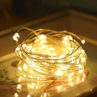Dây đèn led đom đóm nhấp nháy màu vàng nắng có 3 chế độ nháy dùng pin trang trí decor