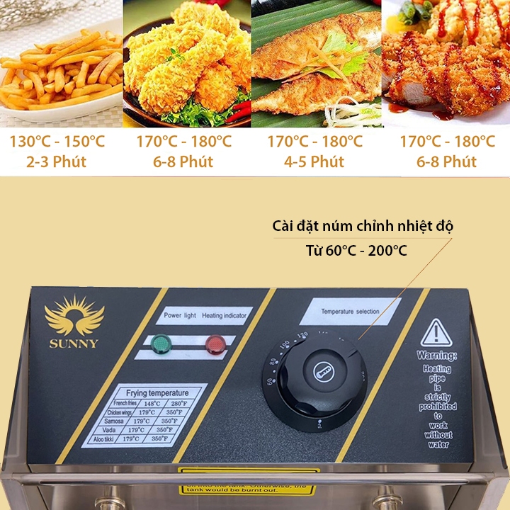 Bếp chiên rán thực phẩm SUNNY 2500W đa năng chiên gà rán, khoai tây, đồ ăn nhanh