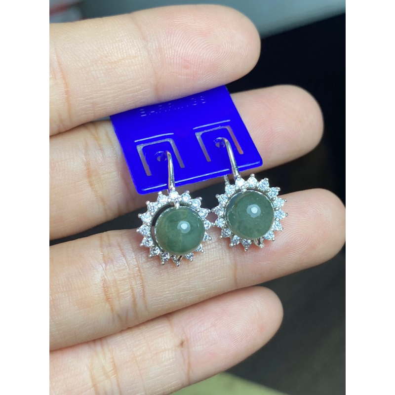 Hoa tai bạc - đá ngọc jade