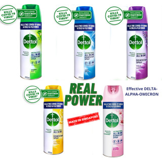 Bình xịt khử trùng & diệt khuẩn Dettol Disinfectant Spray diệt 99,9% virus 450ml - Singapore (5 mùi)