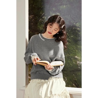  Áo len cổ tròn phối đá hàng xuất Kuose 