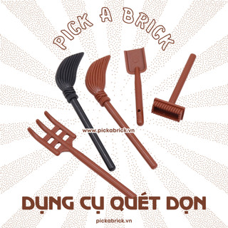 Cây chổi / Cây lau nhà / Cây nỉa / Cái xẻng / dụng cụ quét dọn - Đồ chơi lắp ráp Phụ kiện MOC minifigures gạch MOC