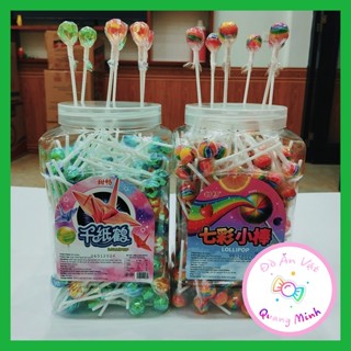 Bán sỉ Lọ Kẹo mút mini gồm 200 cái 3,5g với nhiều vị cầu vồng, con mắt, hạc giấy.. thơm ngon hấp dẫn, đồ ăn vặt hot nhất