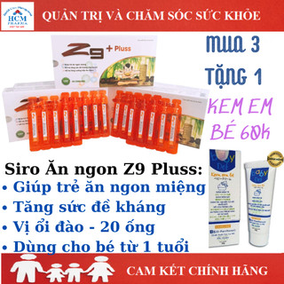 Siro ăn ngon bổ sung kẽm Z9 PLUSS tăng sức đề kháng cho bé 1 2 3 4 5 tuổi vị ổi đào hộp 20 ống 10ml HCM PHARMA BPC01