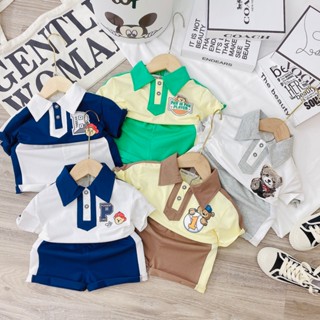 <Size 6-18kg> Set Polo cotton mềm mịn cho bé trai, bé gái mặc đi chơi, đi học dễ thương Tee Có Cổ Quần