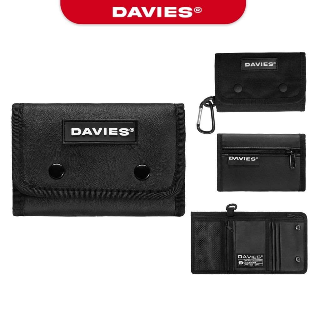 Ví cầm tay local brand nhiều ngăn DAVIES nam nữ vải canvas, da chống nước màu đen Tactical Wallet I D-V40 & D-V59