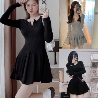 Váy xoè tay dài cúc cổ dáng ngắn ,váy tăm ôm tôn dáng hàng chuẩn