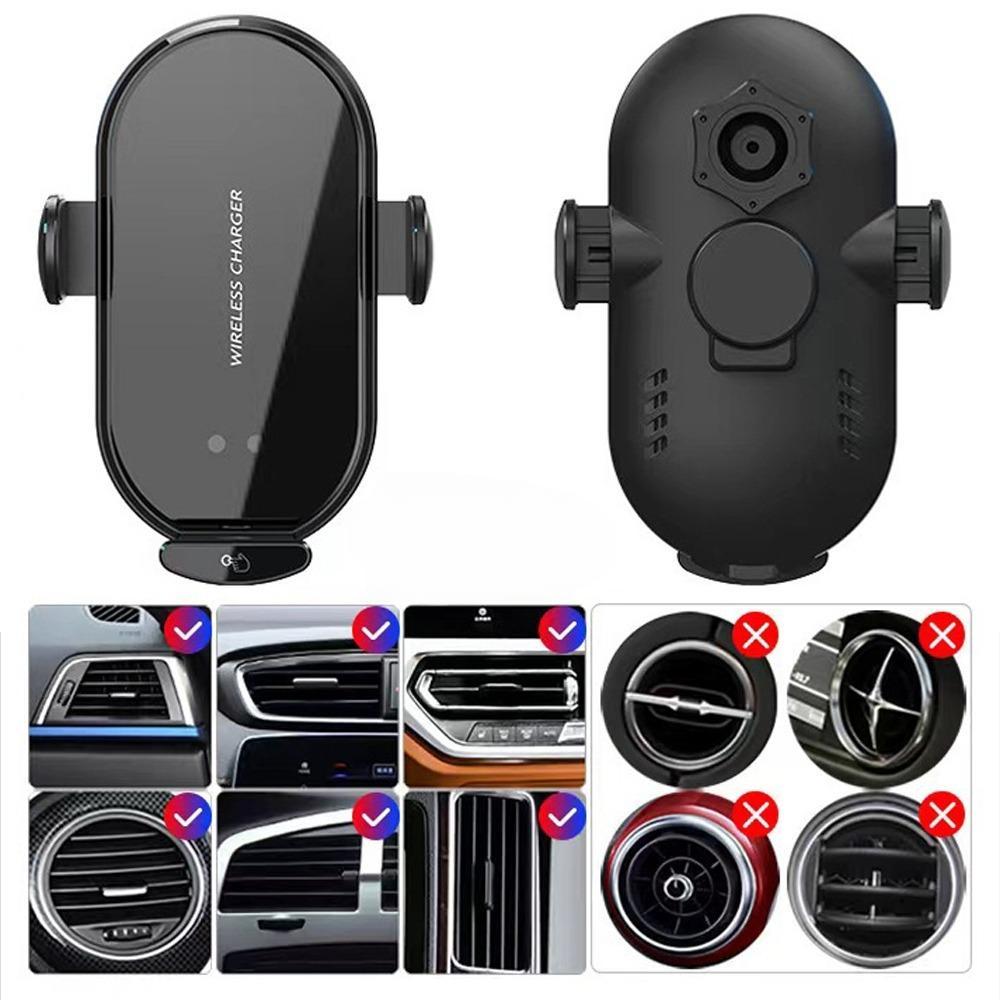 Giá đỡ điện thoại trên ô tô TRUNGCAR kèm sạc không dây kẹp tự động G1 xoay 360 độ gắn cửa khe gió điều hoà GD01