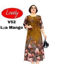 Đầm Váy Trung Niên Chất Liệu Lụa Mango Họa Tiết Cực Đẹp Dành Cho Các Quý Bà