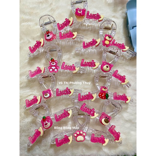 🐻🍓 lẻ 01 kẹp xoắn đính gấu dâu lotso 2 mặt 🐻🍓
