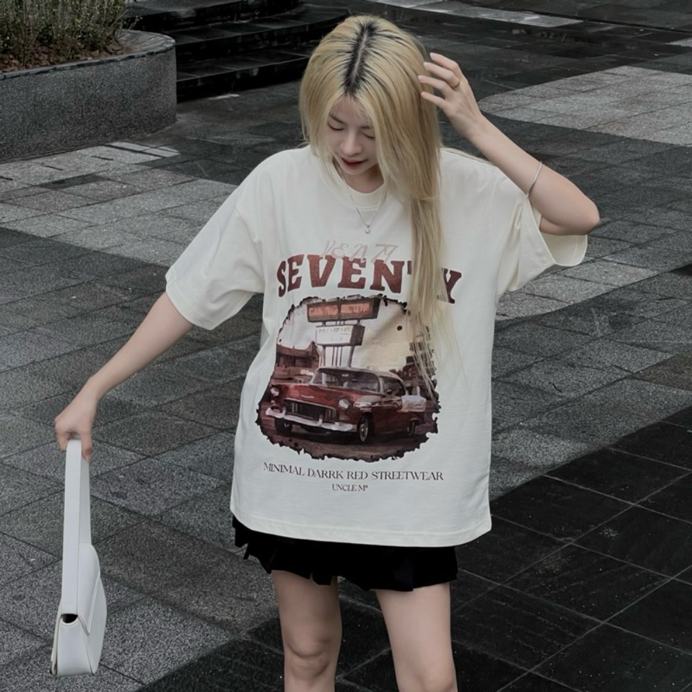 Áo Thun Nữ cổ tròn SEVENTY 100% Cotton 250gsm Cao Cấp Áo Phông tay lỡ Unisex in hình siêu nét