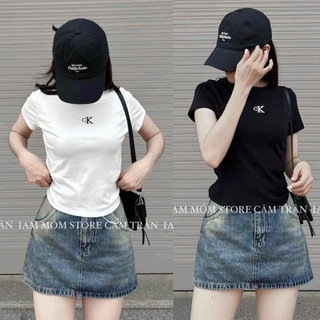 Áo thun ôm in c.k ngắn tay, áo kiểu dáng ôm co giãn at6520 - nhinhi shop