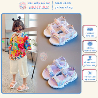 Giày Sandal Bé Gái Từ 2 Đến 7 Tuổi Quai Ngang Đế Êm Siêu Nhẹ Họa Tiết Công Chúa Đáng Yêu GTE22